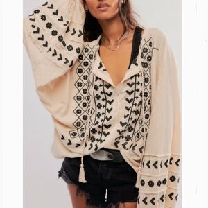 Cotton FREE PEOPLE Savannah Embroidered Top XS NwT